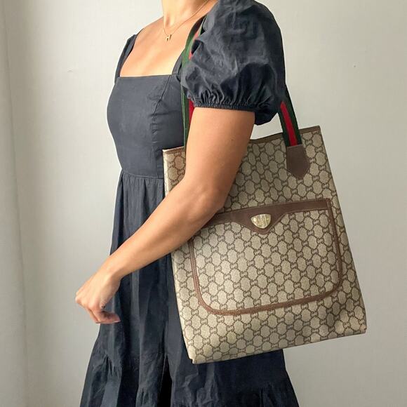 Gucci GG Plus Monogram Sherry Line Tote Bag - Picture 2 of 10